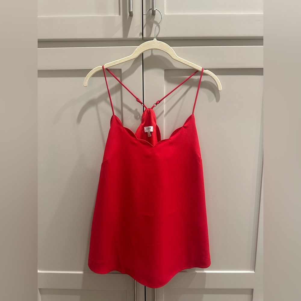 J. Crew Vibrant Red Camisole Top with Scalloped Edges